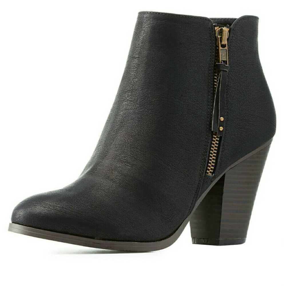 Side zip black booties